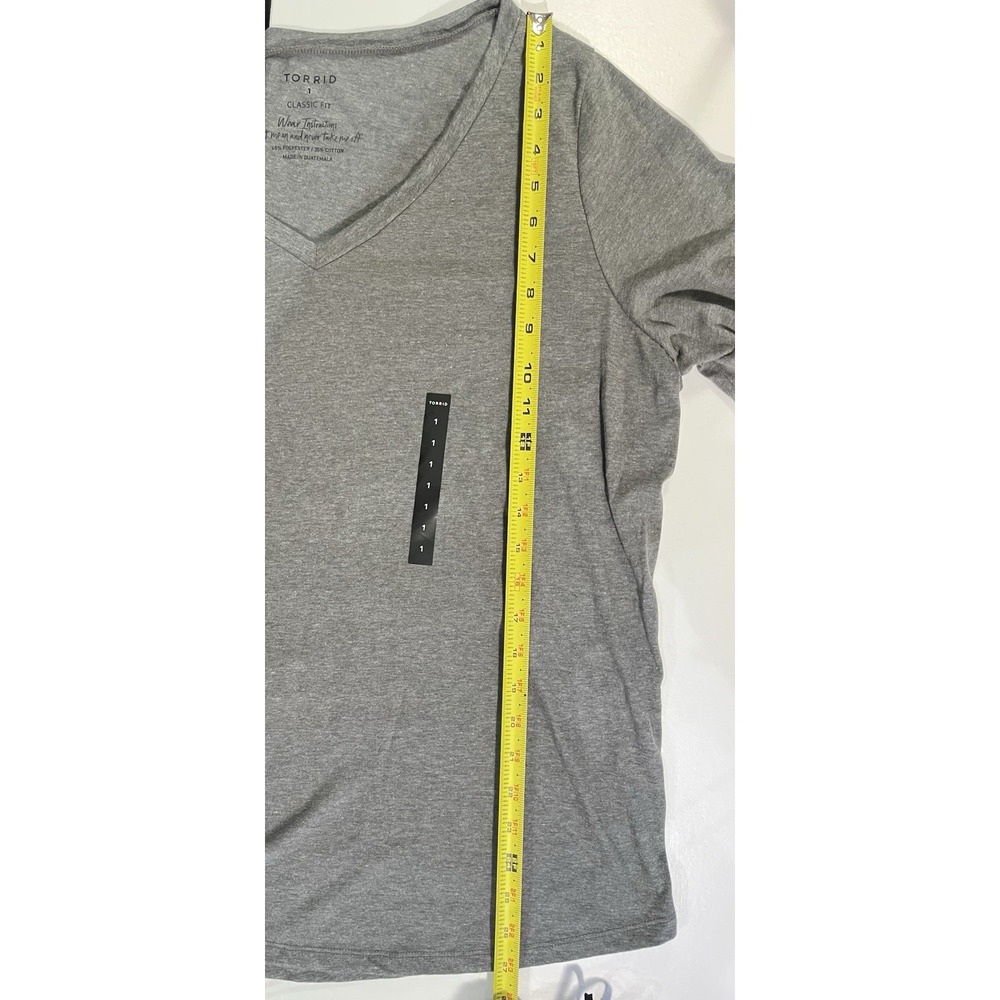 Torrid Girlfriend Tee 1X Gray V-Neck Long Sleeve Classic Fit NWT Plus Size - Picture 7 of 9